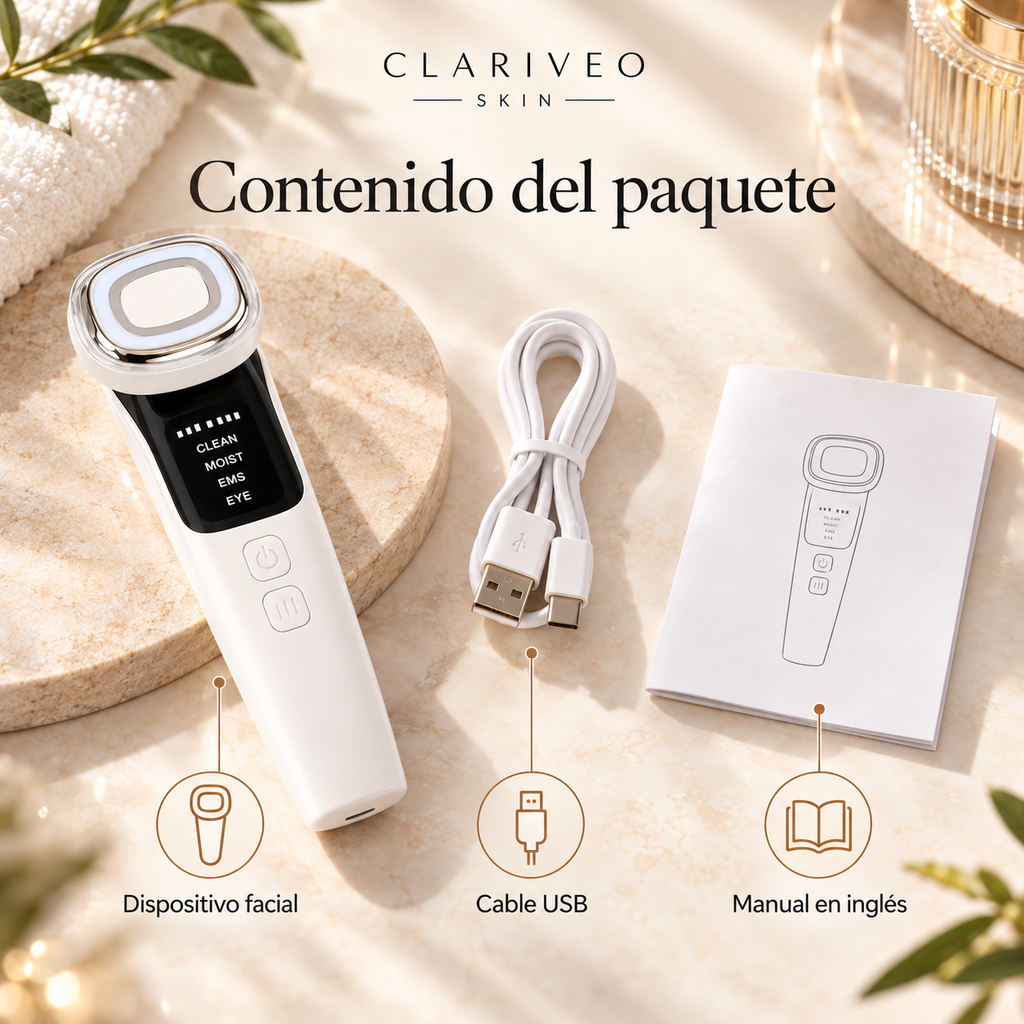 Masajeador Facial EMS con Luz LED | CLARIVEO SKIN