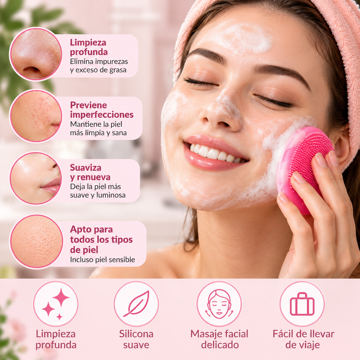 Cepillo Facial de Silicona para Limpieza | CLARIVEO SKIN